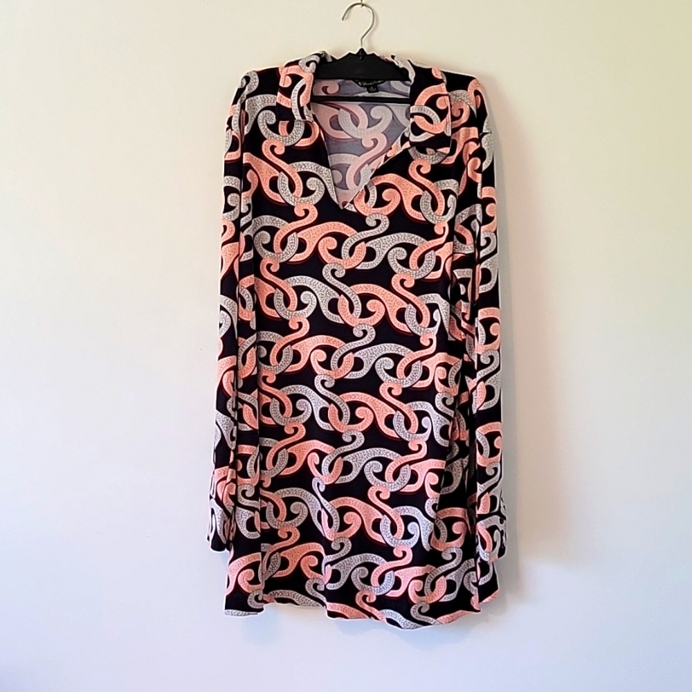 Brooks Brothers tunic or mini dress.  Blue, coral, and grey.  US L.